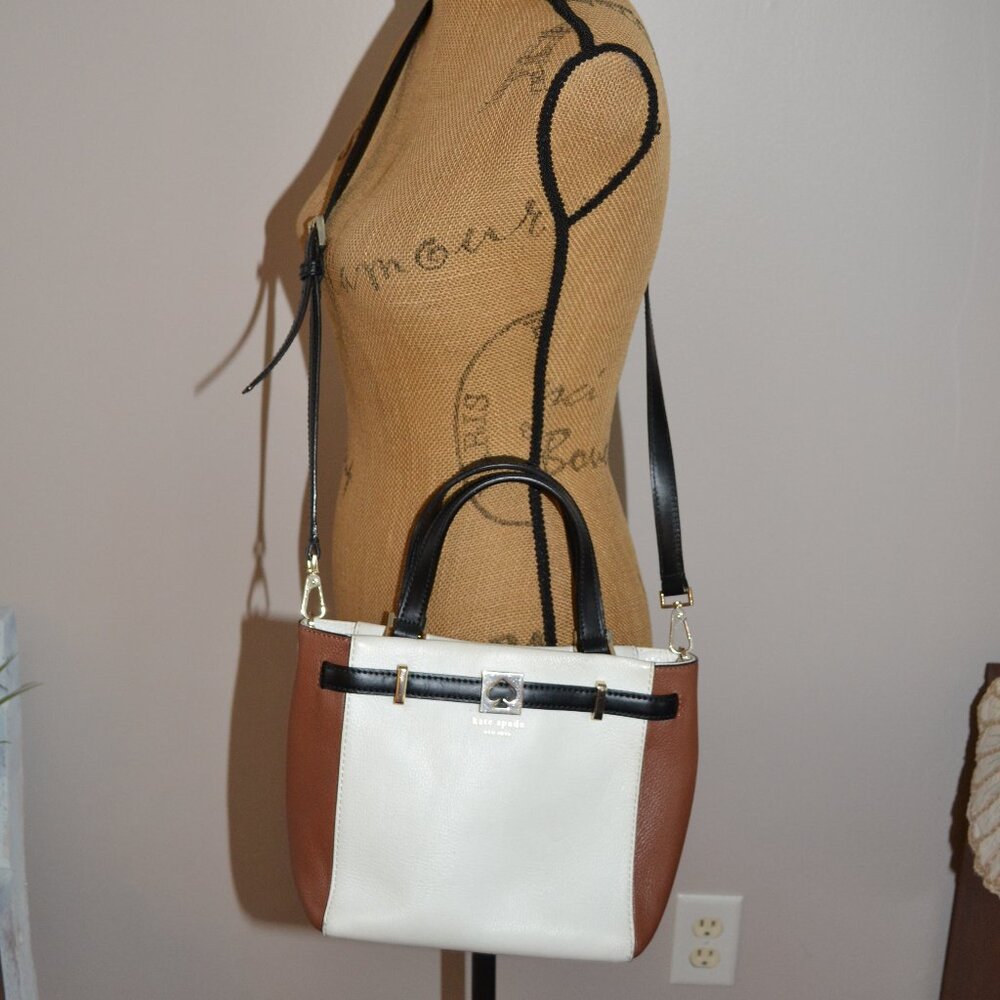 Kate Spade Houston Street Leo Pebble Leather Color Block Satchel Crossbody Bag - Picture 2 of 12